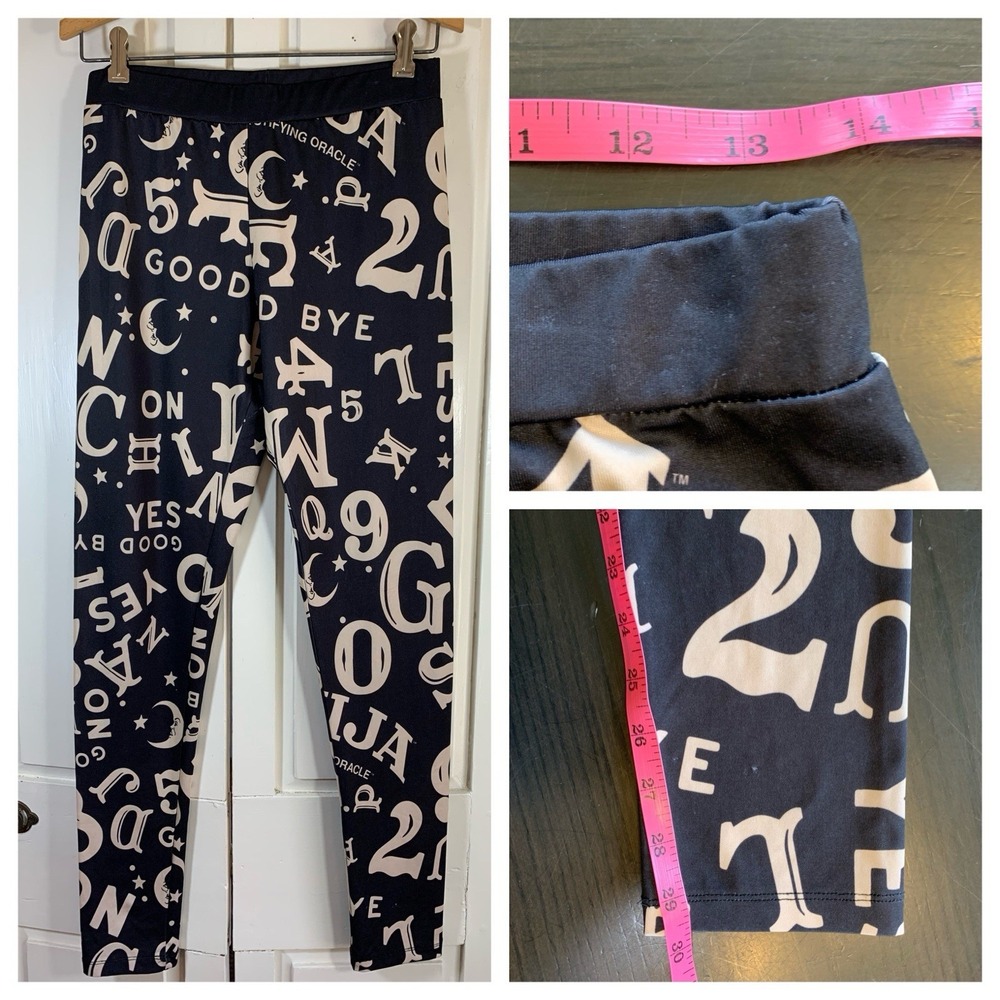 Ouija Board Leggings Small Waist 27" Black Goth Witch Occult Oracle Spirit READ